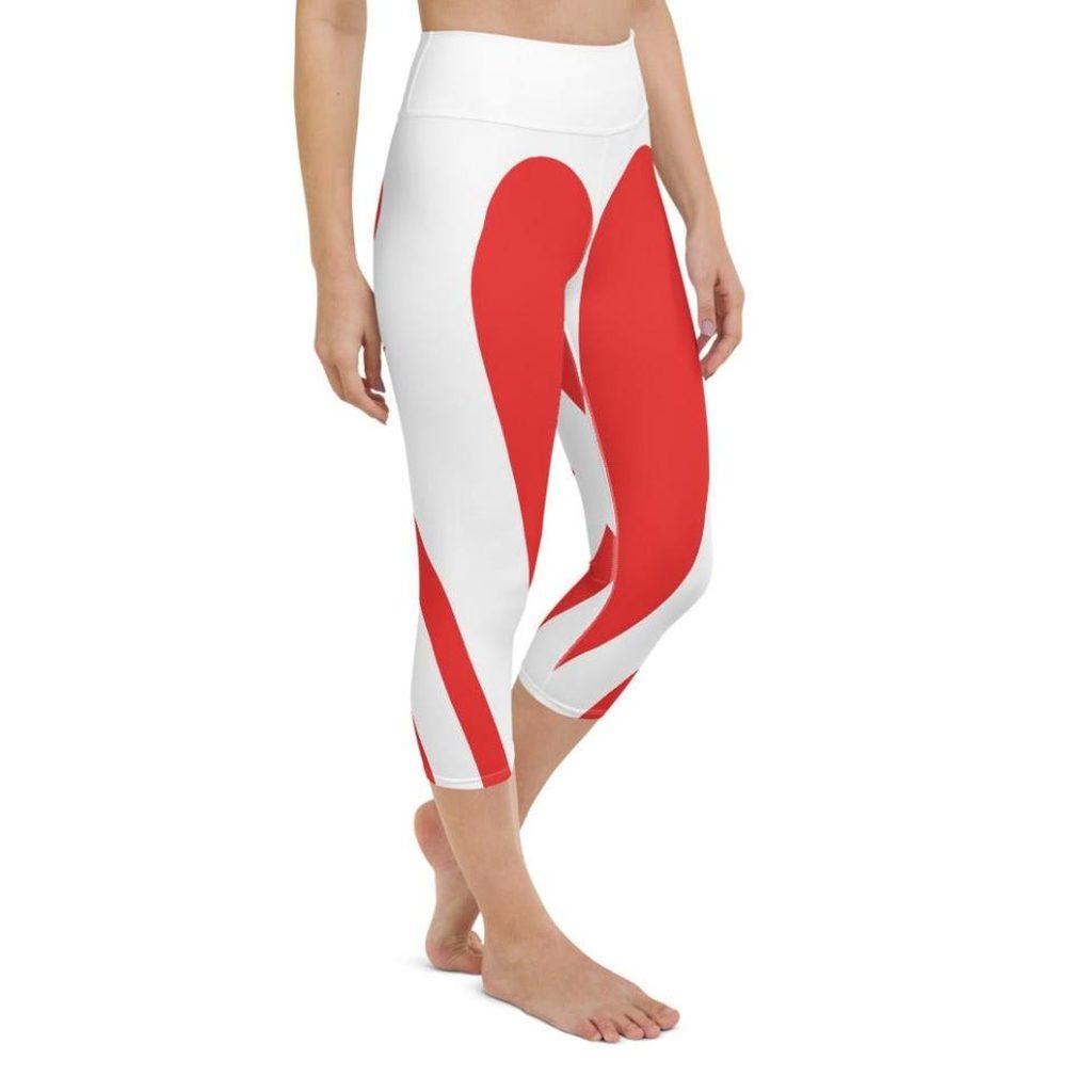 Red & White Heart Shaped Yoga Capris