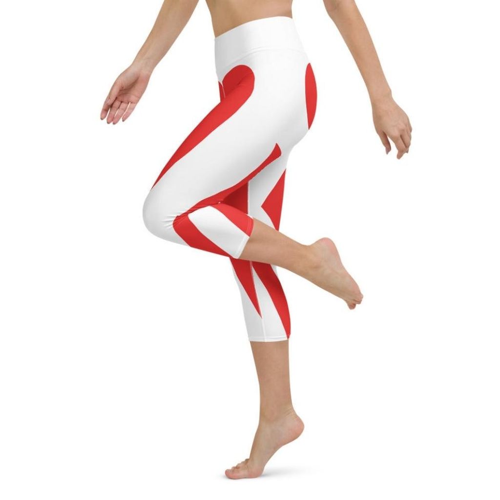 Red & White Heart Shaped Yoga Capris