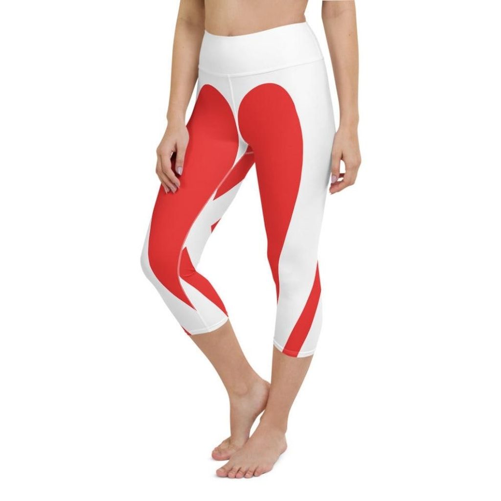 Red & White Heart Shaped Yoga Capris