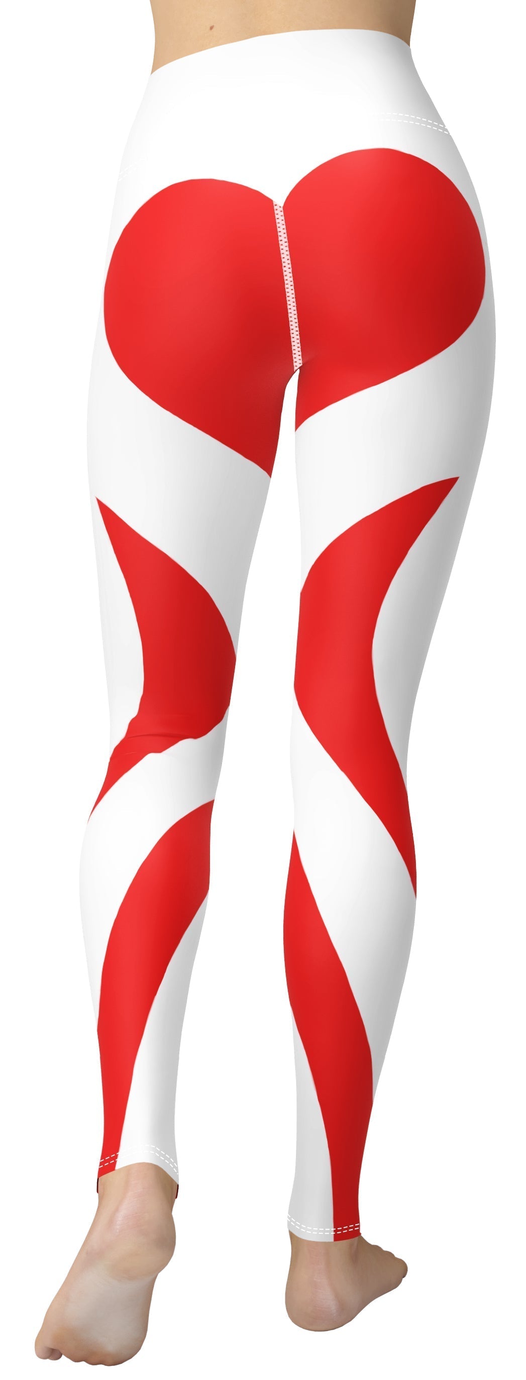 Red & White Heart Shaped Yoga Leggings