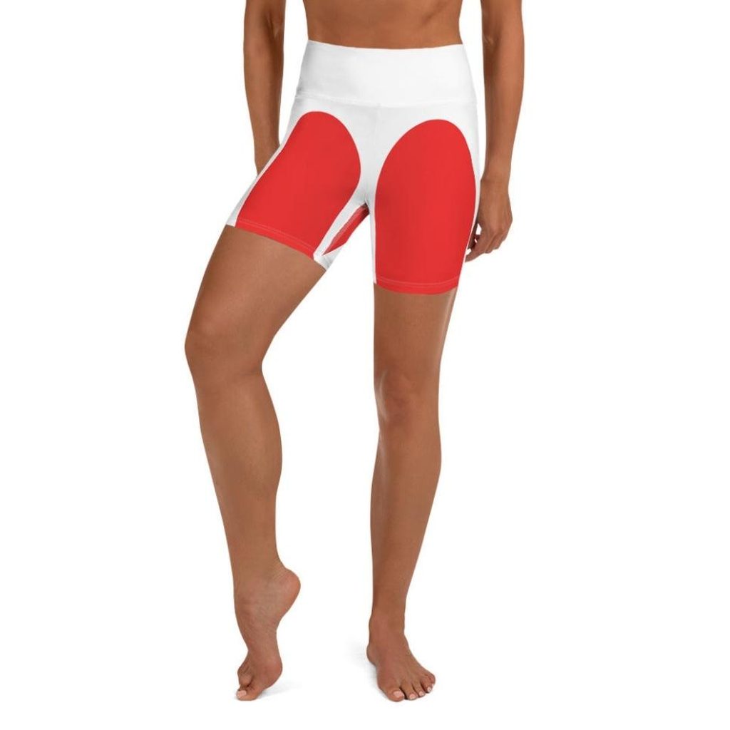 Red & White Heart Shaped Yoga Shorts