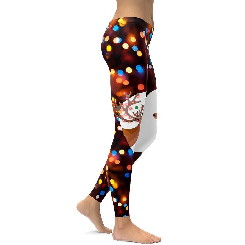 Reindeers in Love Christmas Leggings - FiercePulse - Premium Workout Leggings - Yoga Pants