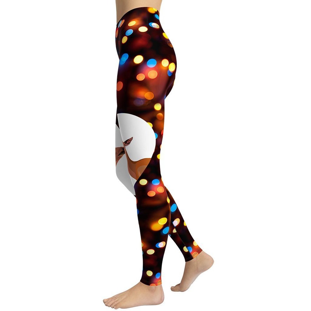 Reindeers in Love Christmas Yoga Leggings - FiercePulse - Premium Workout Leggings - Yoga Pants