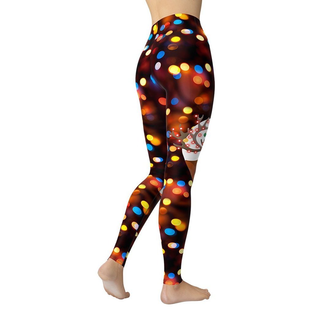 Reindeers in Love Christmas Yoga Leggings - FiercePulse - Premium Workout Leggings - Yoga Pants