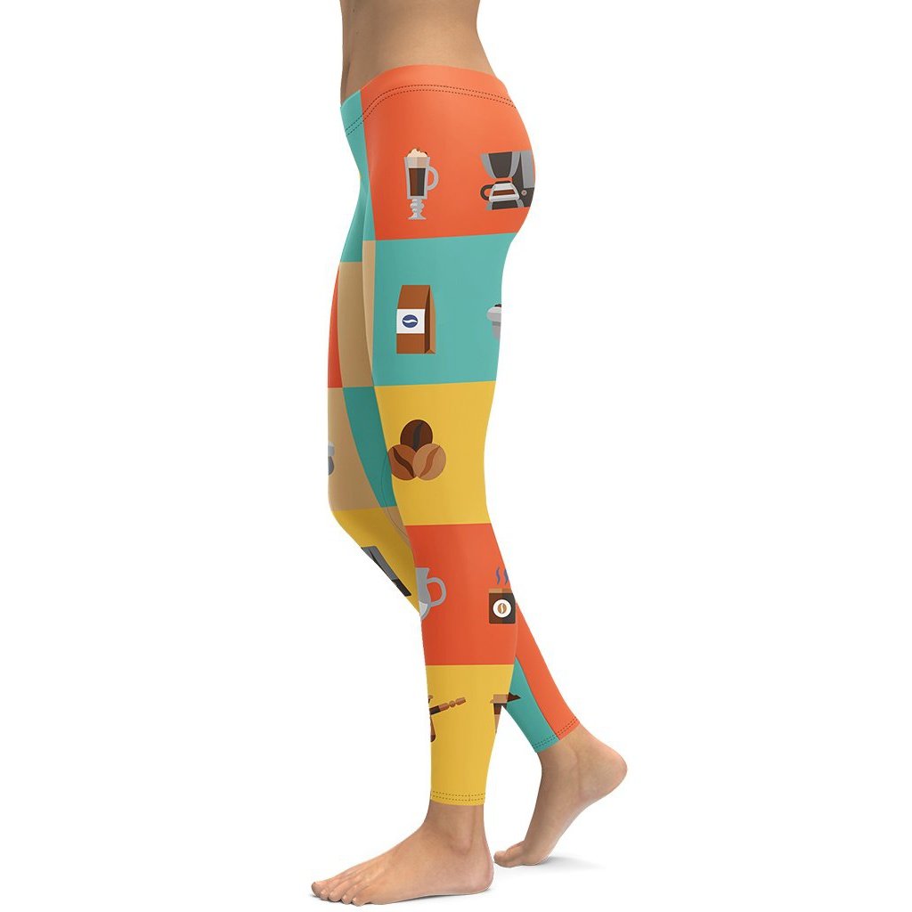 Retro Color Block Coffee Leggings - FiercePulse - Premium Workout Leggings - Yoga Pants