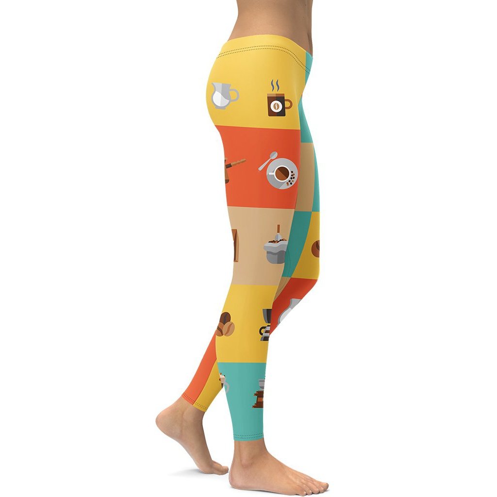 Retro Color Block Coffee Leggings - FiercePulse - Premium Workout Leggings - Yoga Pants