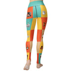 Retro Color Block Coffee Yoga Leggings - FiercePulse - Premium Workout Leggings - Yoga Pants