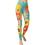 Retro Color Block Coffee Yoga Leggings - FiercePulse - Premium Workout Leggings - Yoga Pants
