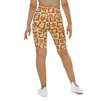Retro Flower Checkerboard Biker Shorts