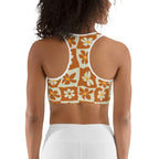 Retro Flower Checkerboard Sports Bra