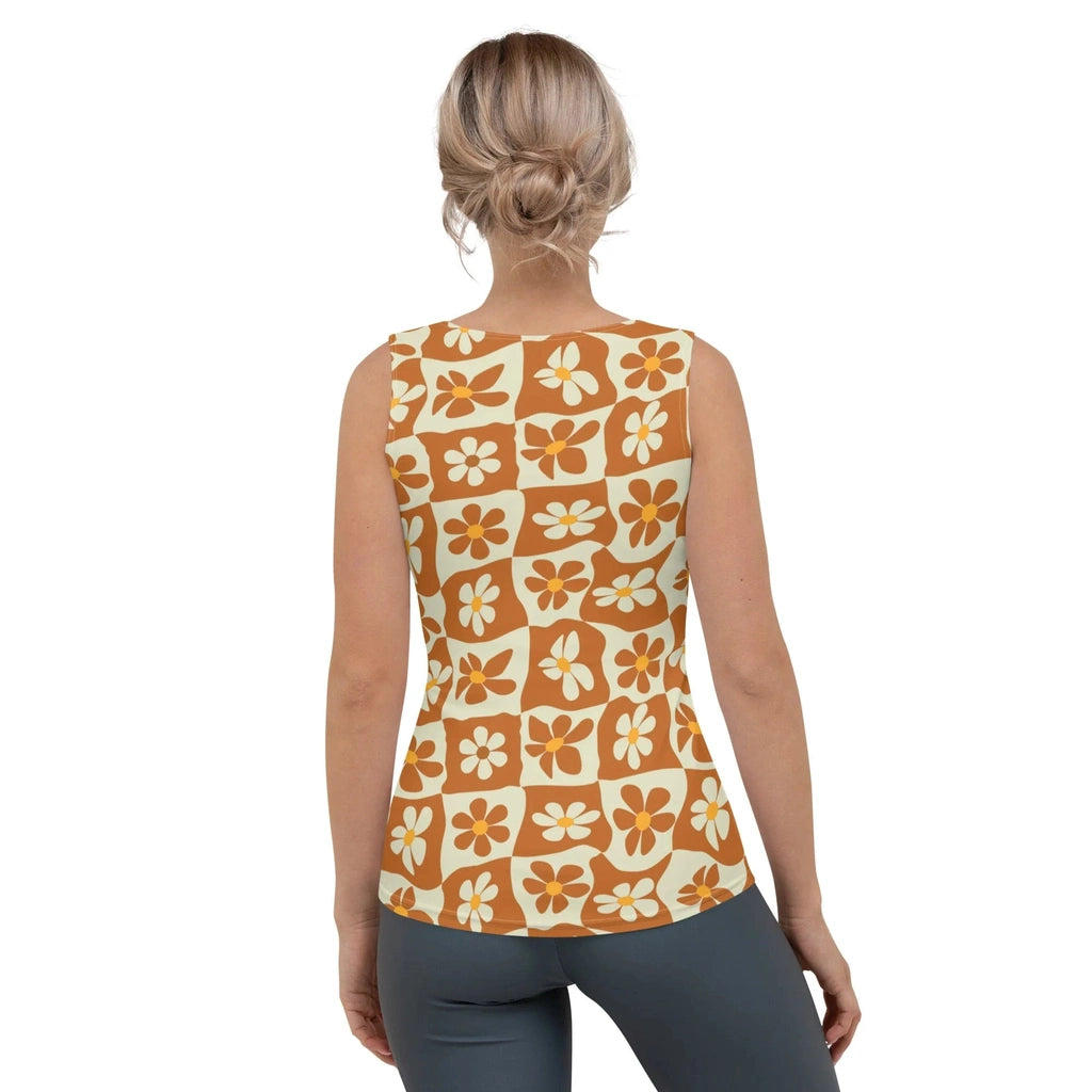 Retro Flower Checkerboard Tank Top
