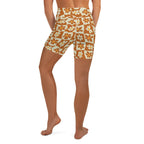 Retro Flower Checkerboard Yoga Shorts