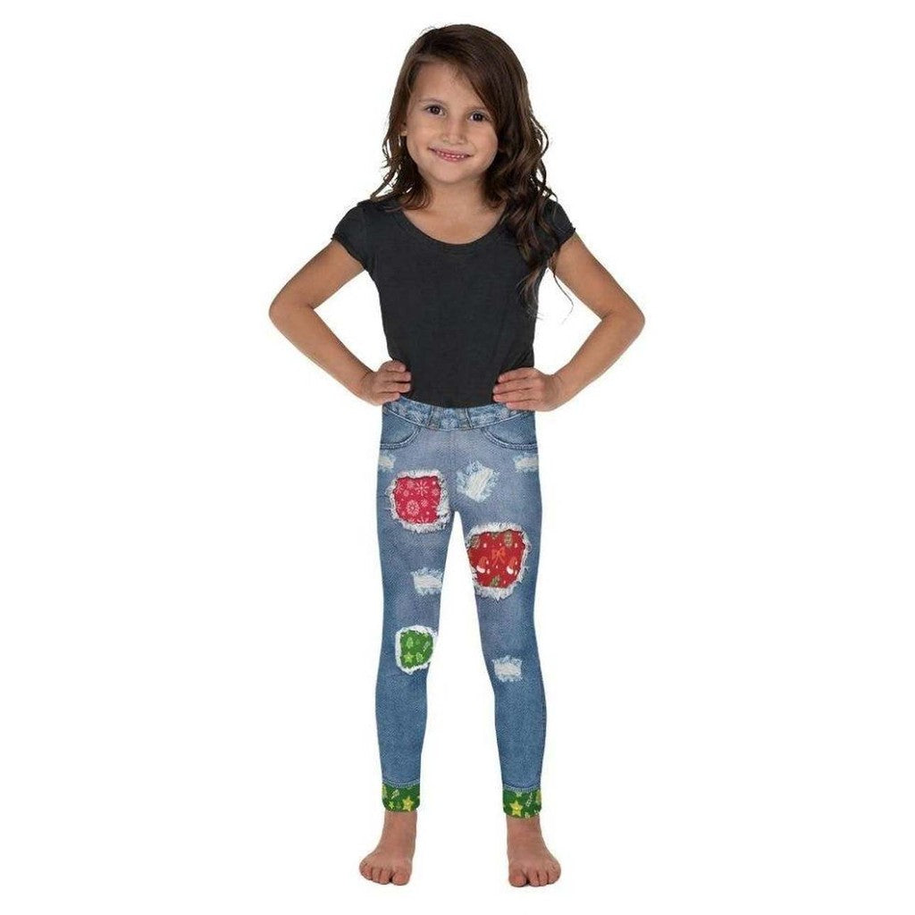 Ripped Denim Christmas Kid's Leggings