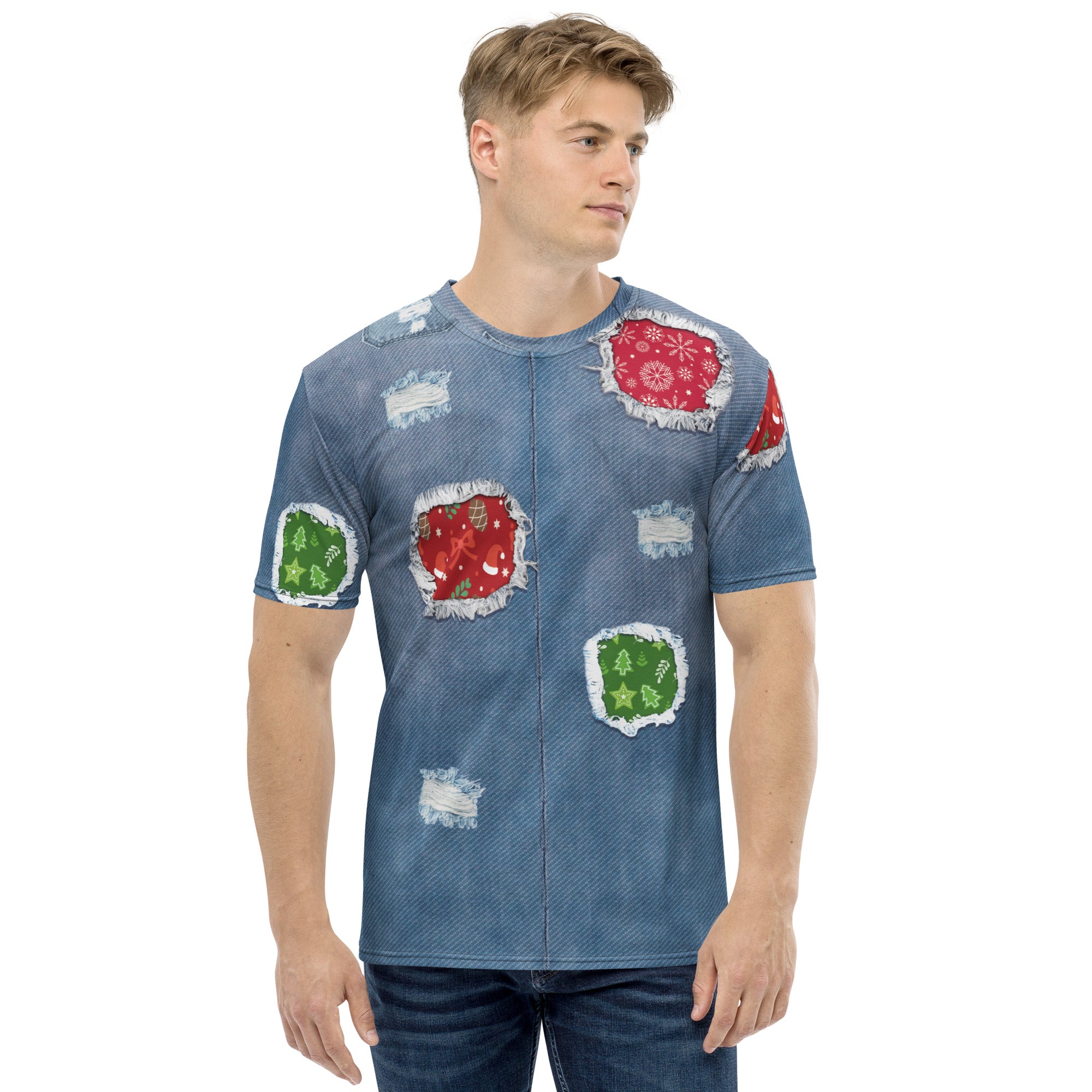 Ripped Denim Christmas Men's T-shirt