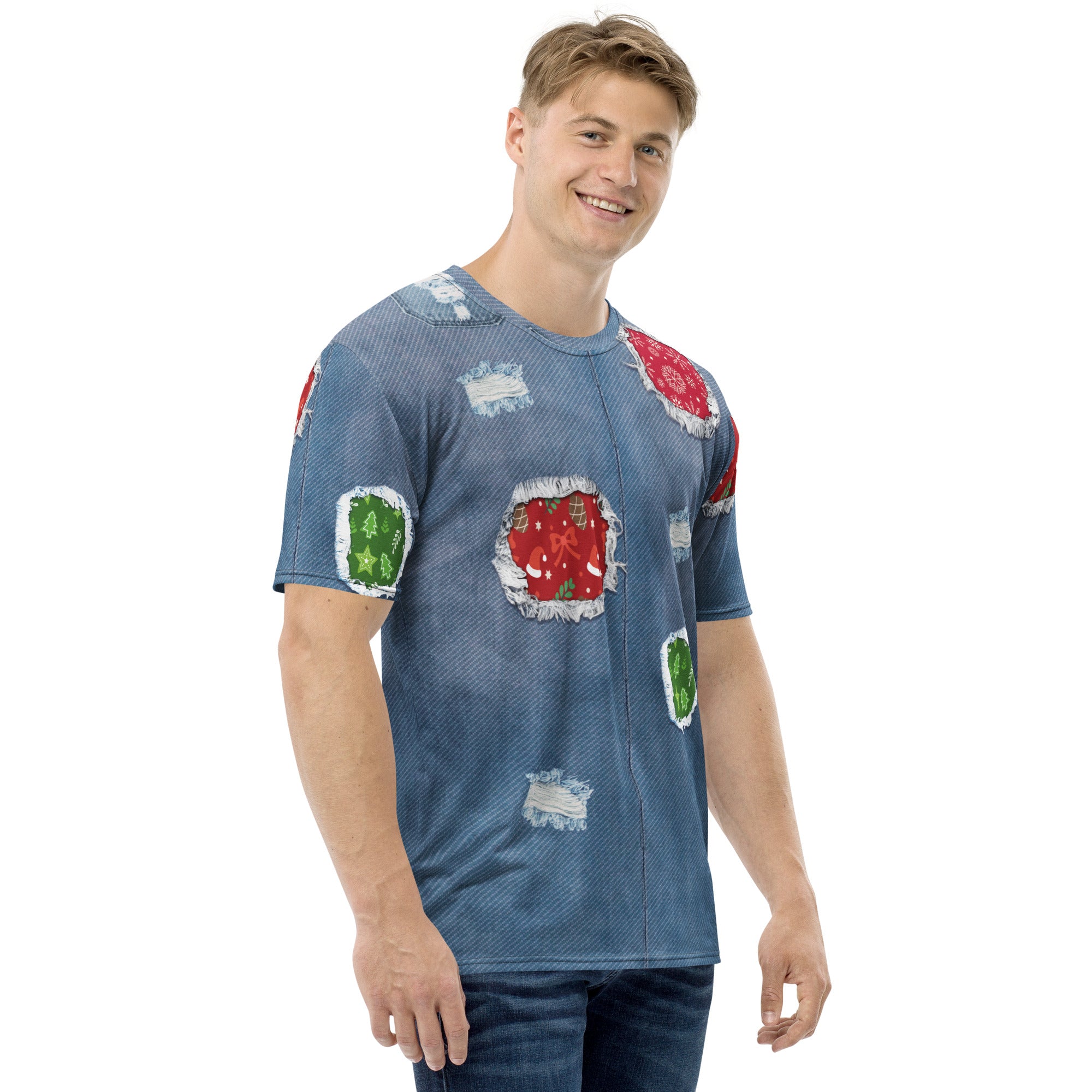 Ripped Denim Christmas Men's T-shirt