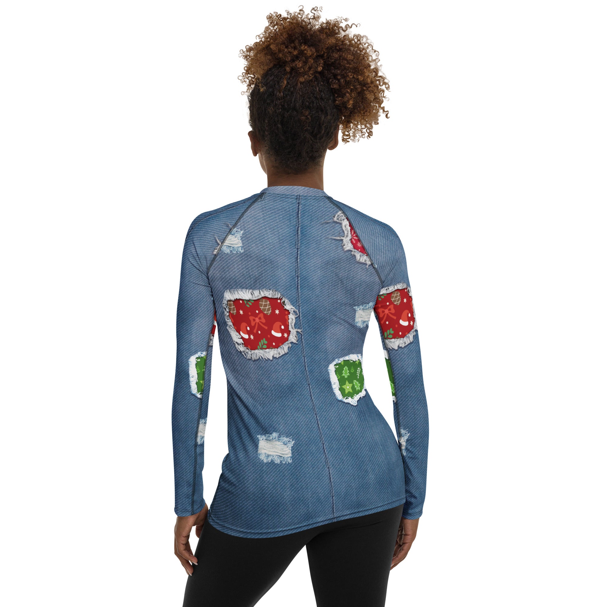 Ripped Denim Christmas Rash Guard