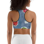 Ripped Denim Christmas Sports Bra