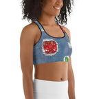 Ripped Denim Christmas Sports Bra