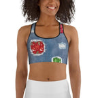 Ripped Denim Christmas Sports Bra