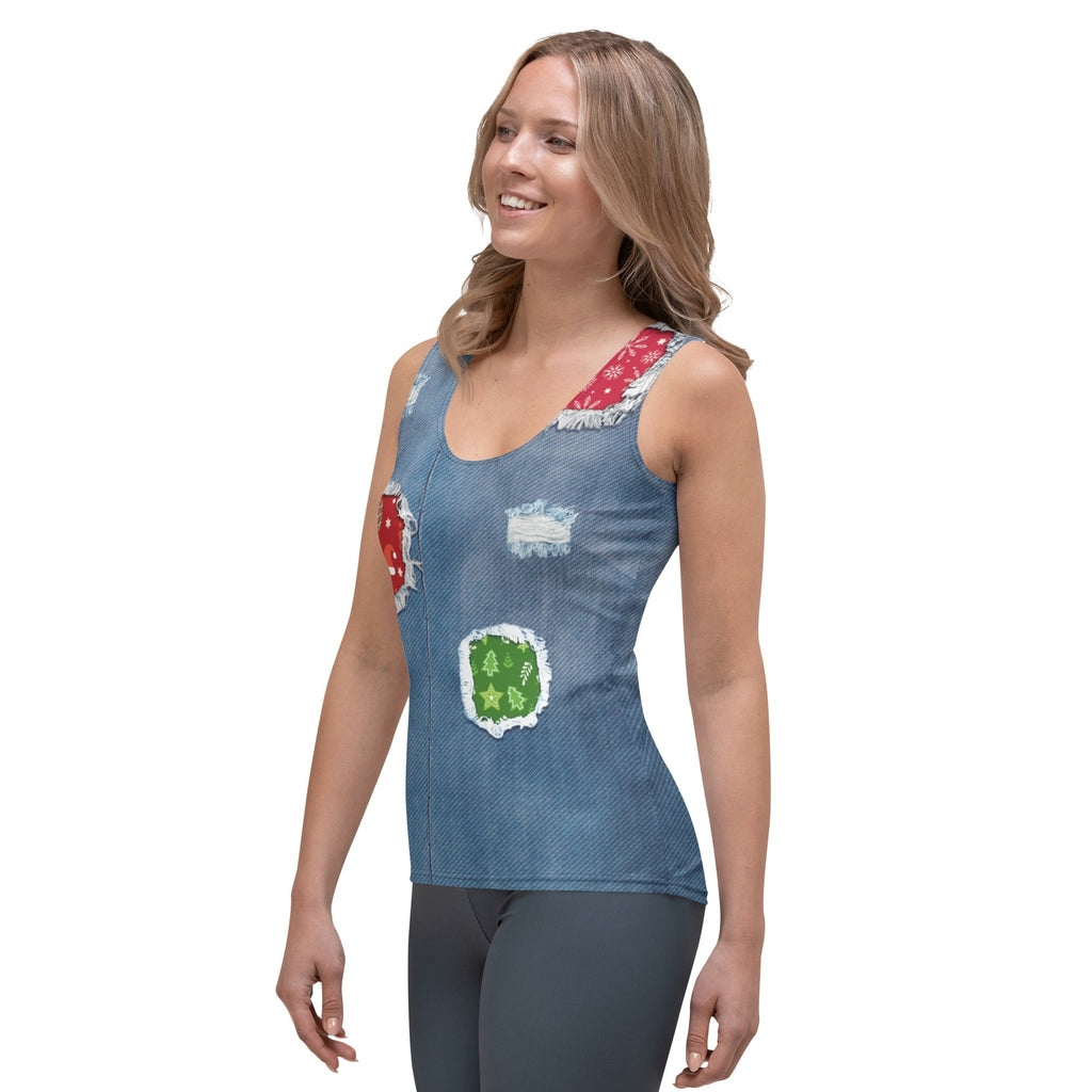 Ripped Denim Christmas Tank Top