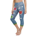 Ripped Denim Christmas Yoga Capris
