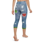 Ripped Denim Christmas Yoga Capris