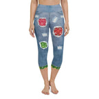 Ripped Denim Christmas Yoga Capris