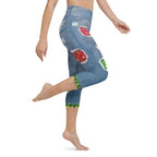 Ripped Denim Christmas Yoga Capris