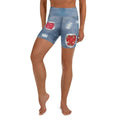 Ripped Denim Christmas Yoga Shorts