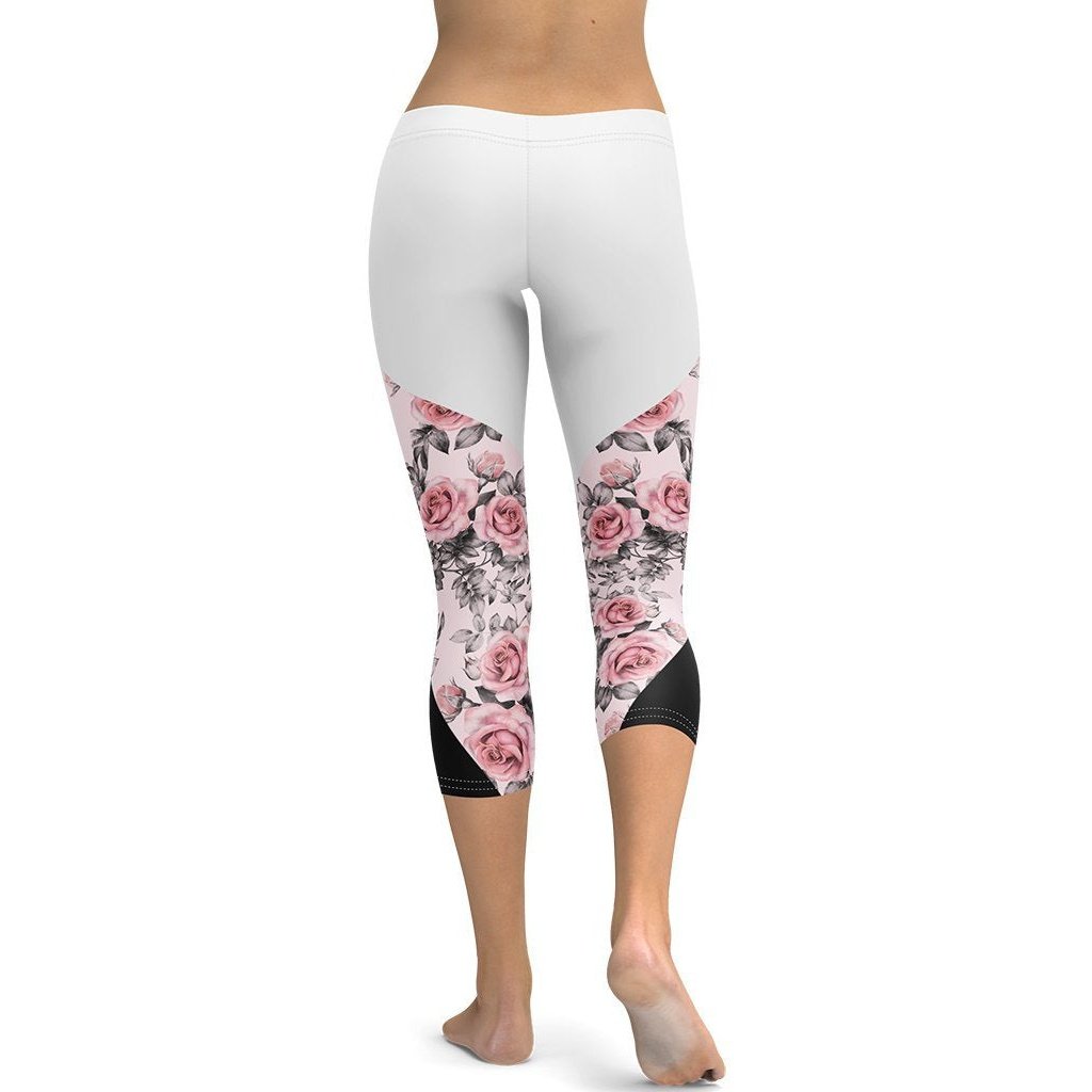 Rose Color Block Capris - FiercePulse - Premium Workout Leggings - Yoga Pants