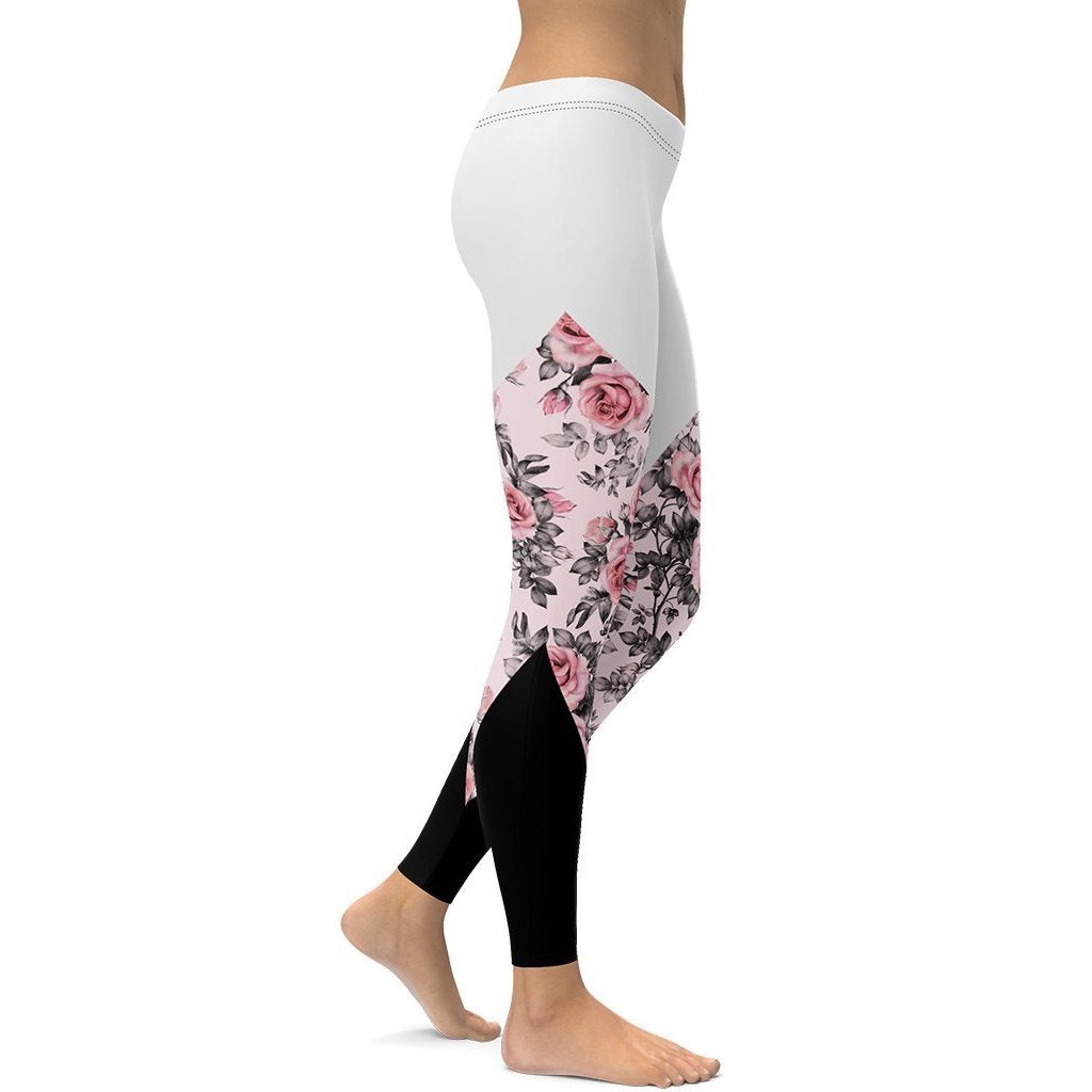 Rose Color Block Leggings - FiercePulse - Premium Workout Leggings - Yoga Pants