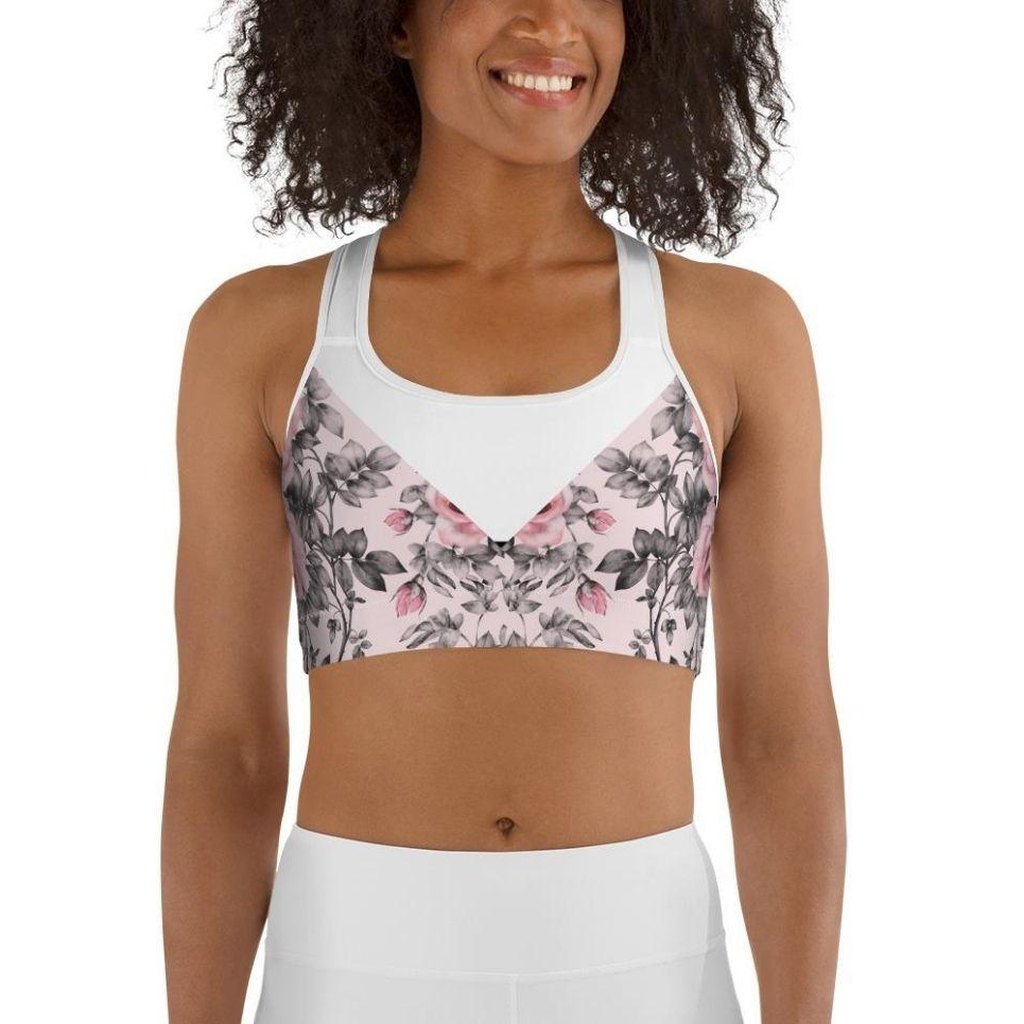 Rose Color Block Sports Bra