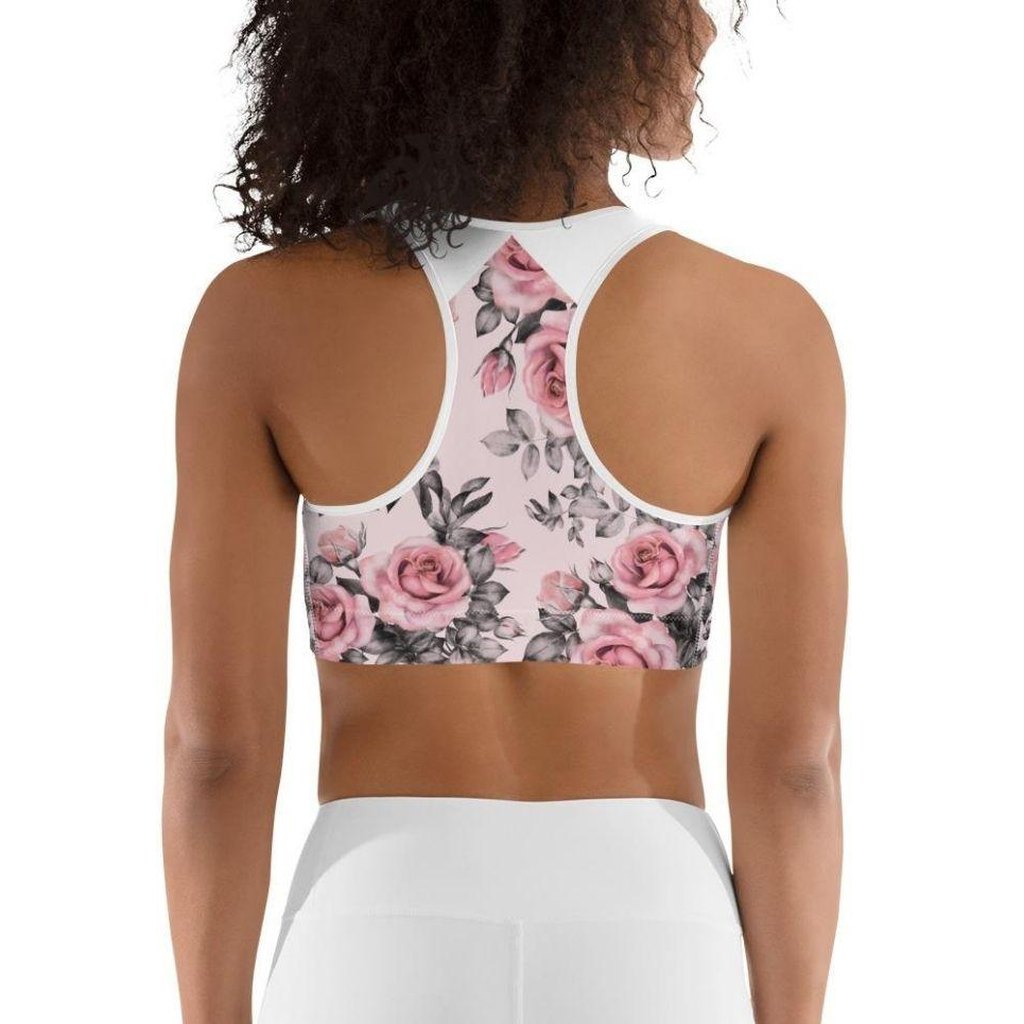 Rose Color Block Sports Bra