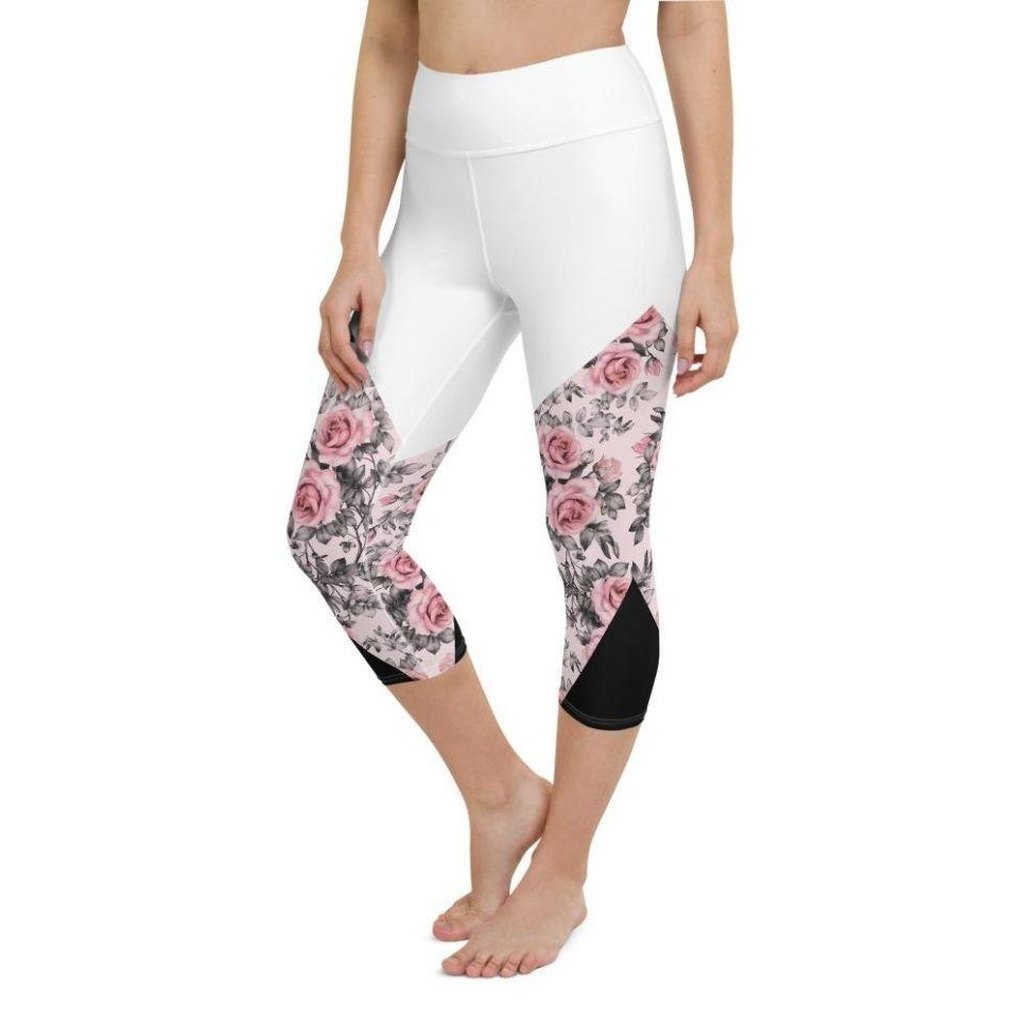 Rose Color Block Yoga Capris