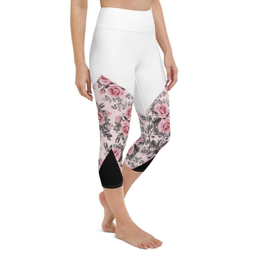 Rose Color Block Yoga Capris