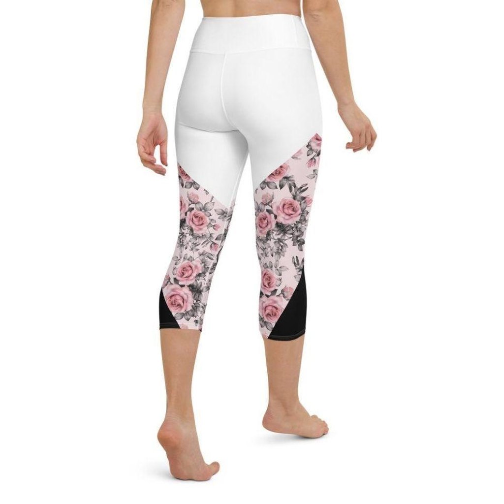 Rose Color Block Yoga Capris