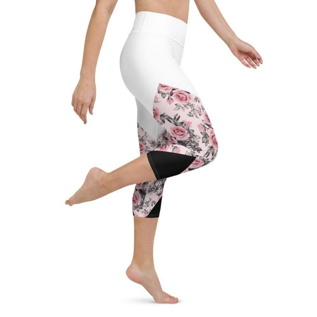 Rose Color Block Yoga Capris