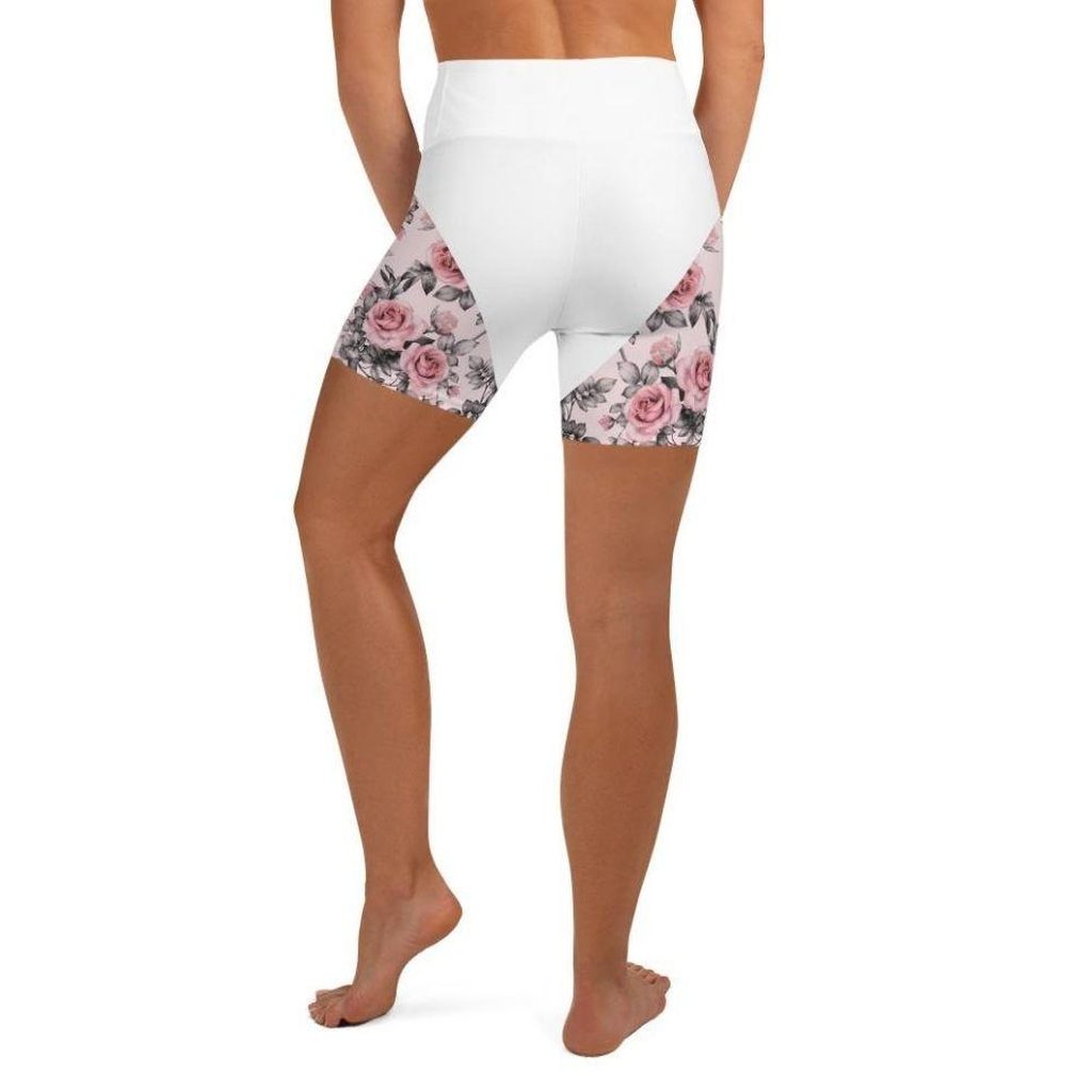 Rose Color Block Yoga Shorts