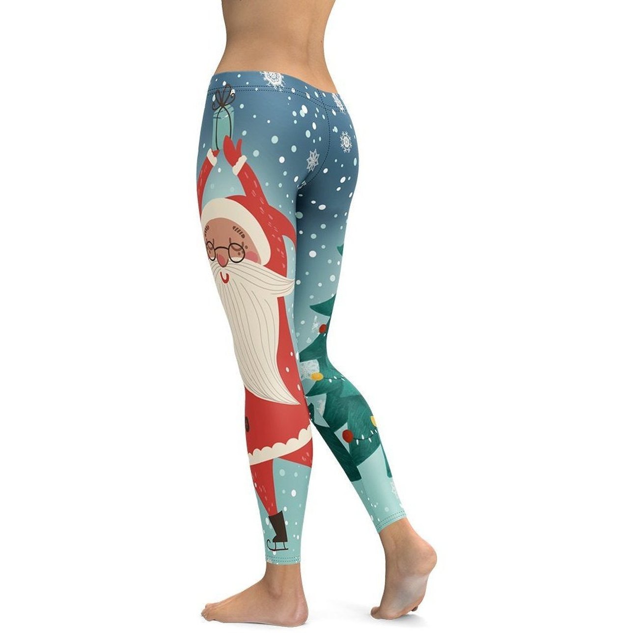 Santa Christmas Tree Leggings - FiercePulse - Premium Workout Leggings - Yoga Pants