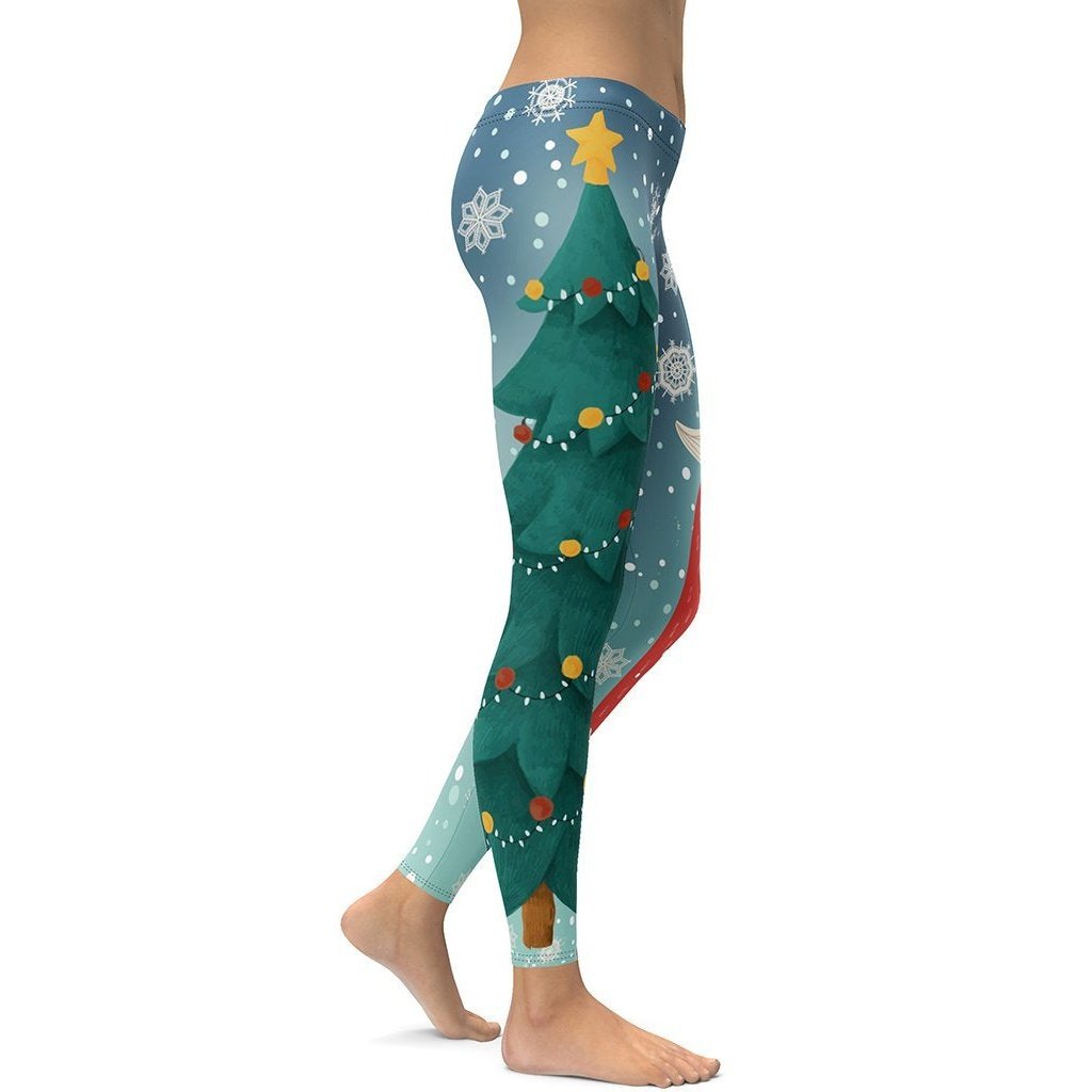 Santa Christmas Tree Leggings - FiercePulse - Premium Workout Leggings - Yoga Pants