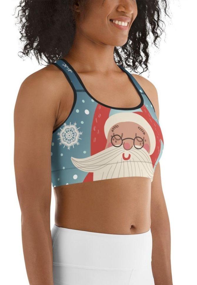 Santa Christmas Tree Sports Bra