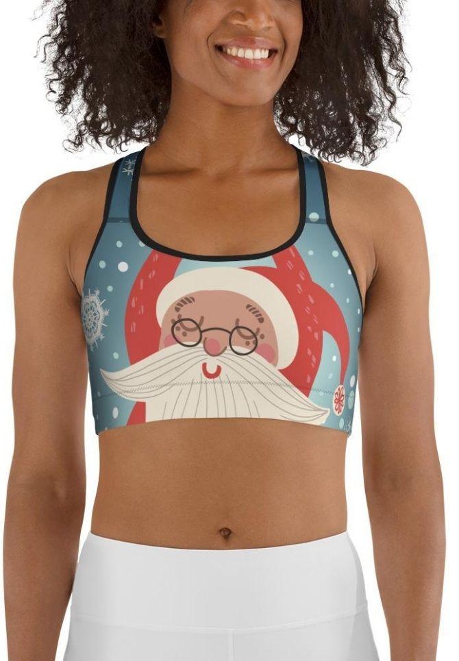 Santa Christmas Tree Sports Bra