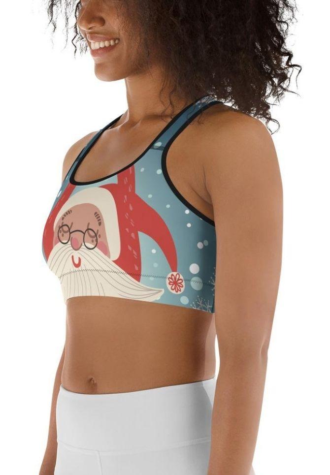 Santa Christmas Tree Sports Bra