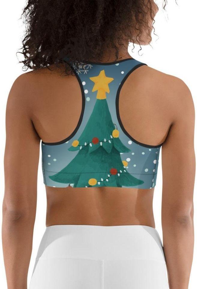 Santa Christmas Tree Sports Bra