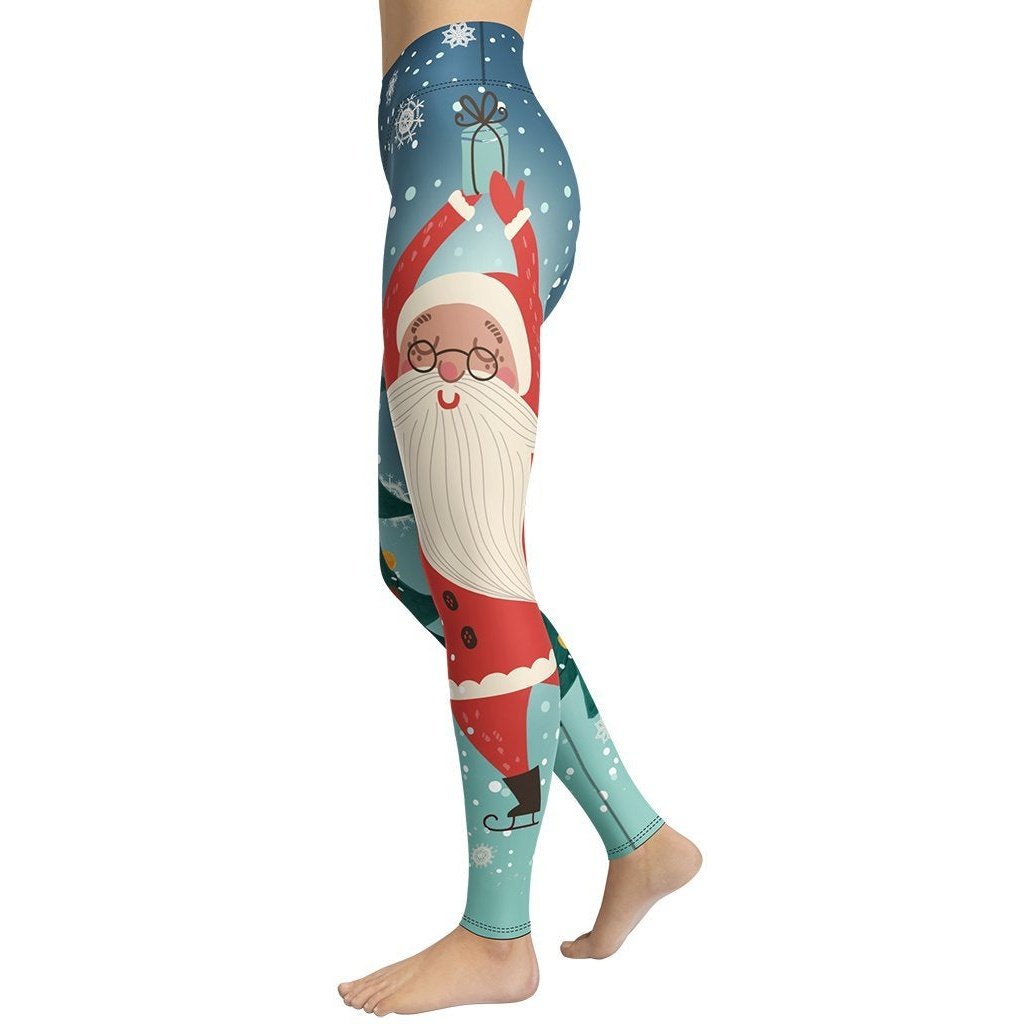 Santa Christmas Tree Yoga Leggings - FiercePulse - Premium Workout Leggings - Yoga Pants