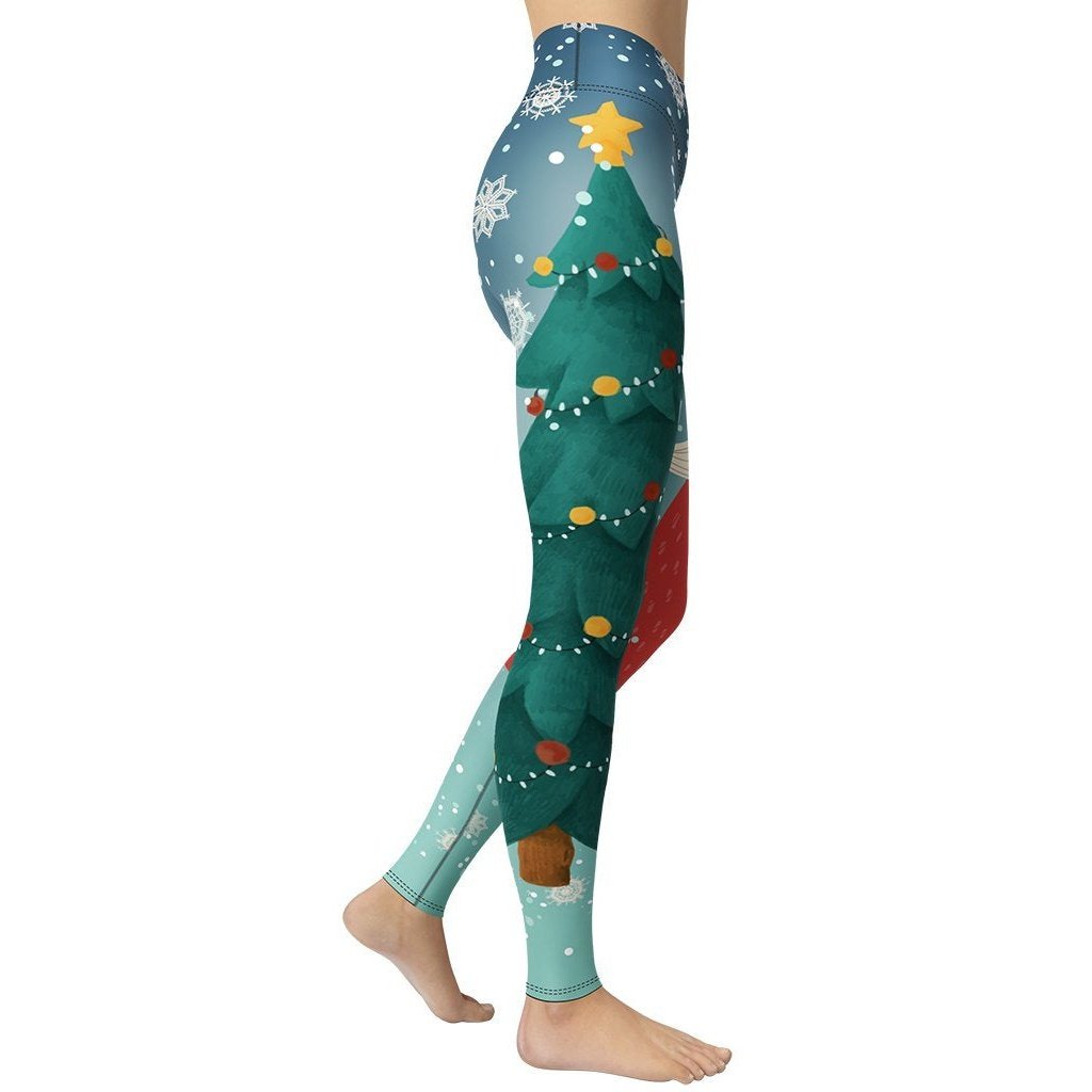 Santa Christmas Tree Yoga Leggings - FiercePulse - Premium Workout Leggings - Yoga Pants