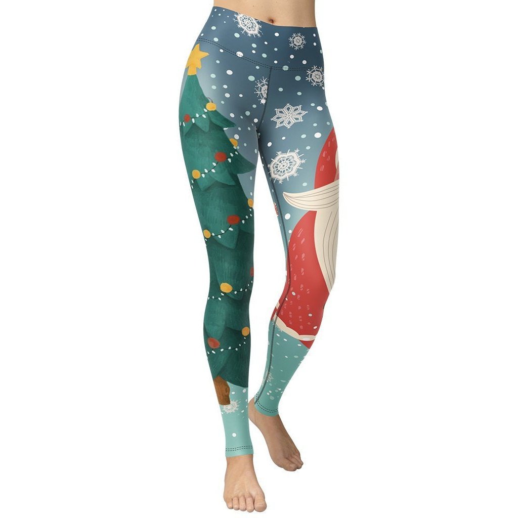 Santa Christmas Tree Yoga Leggings - FiercePulse - Premium Workout Leggings - Yoga Pants
