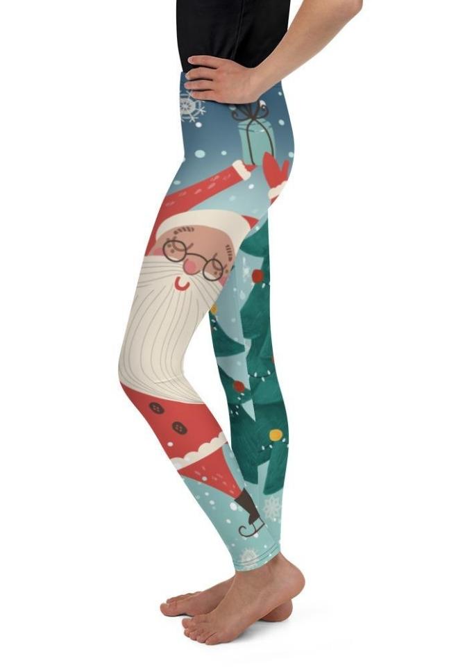 Santa Christmas Tree Youth Leggings