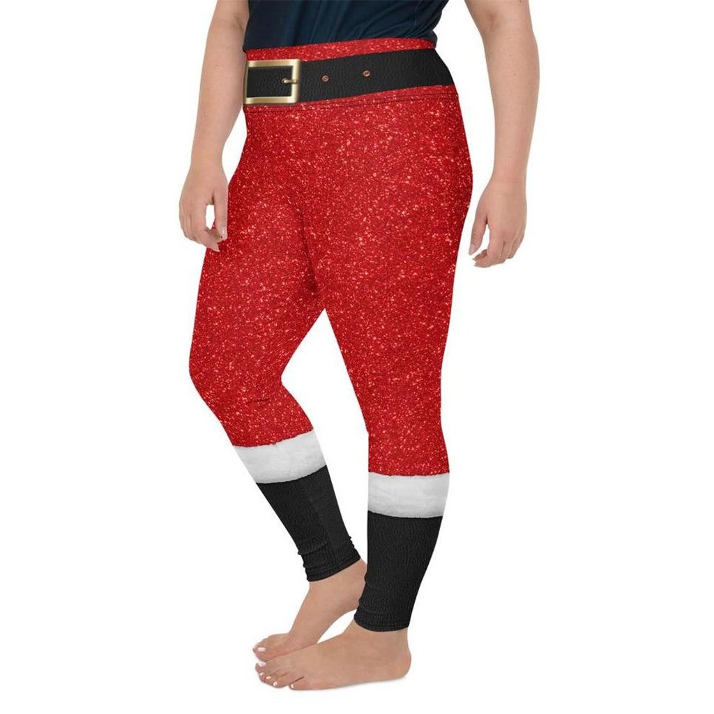 Santa's Outfit Plus Size Leggings - FiercePulse - Premium Workout Leggings - Yoga Pants