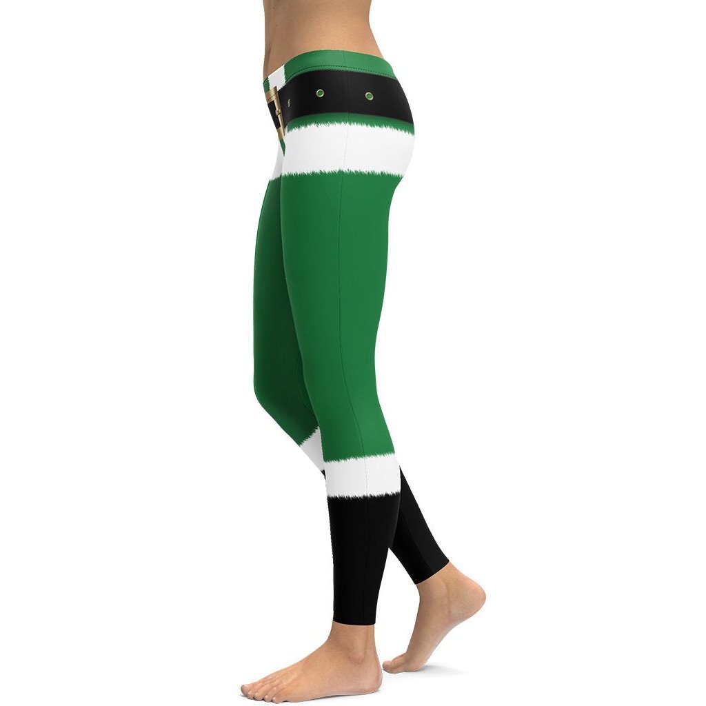 Santa's Simple Outfit Green Leggings - FiercePulse - Premium Workout Leggings - Yoga Pants